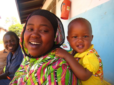 Mother and daughter sharing a laugh.